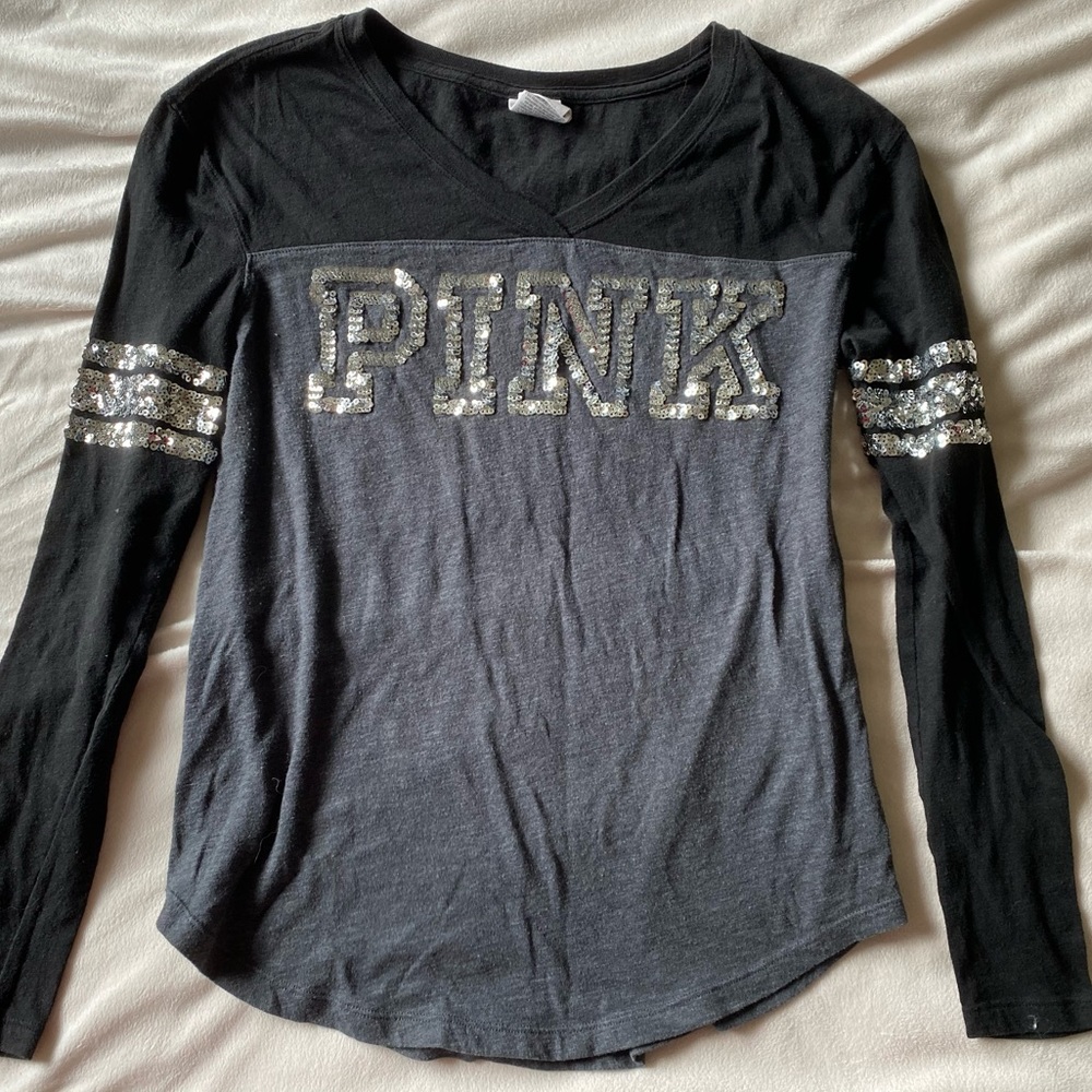 PINK VS Sequin Varsity Long Sleeve